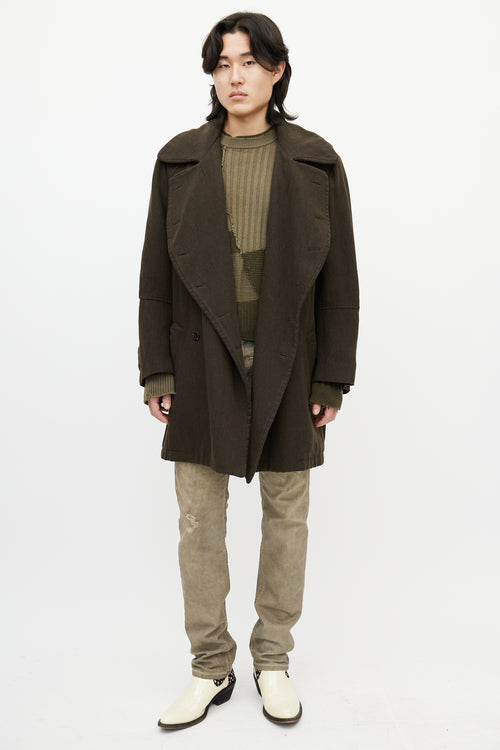 Ann Demeulemeester Green Wool Padded Coat