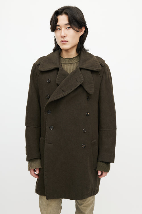 Ann Demeulemeester Green Wool Padded Coat