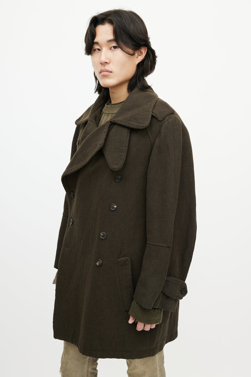 Ann Demeulemeester Green Wool Padded Coat