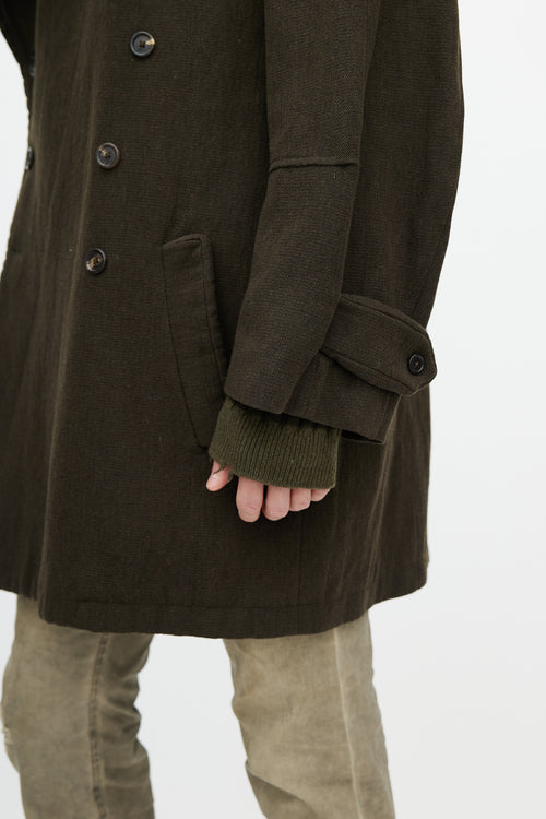 Ann Demeulemeester Green Wool Padded Coat