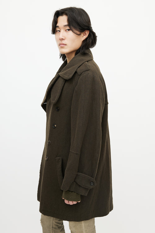 Ann Demeulemeester Green Wool Padded Coat