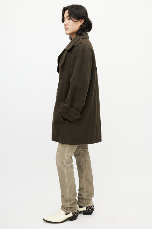 Ann Demeulemeester Green Wool Padded Coat