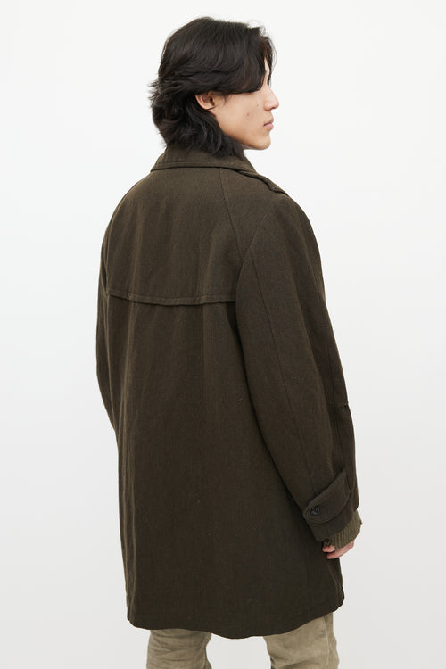 Ann Demeulemeester Green Wool Padded Coat