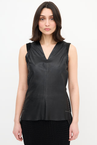 Ann Demeulemeester Leather Asymmetric Tank Top