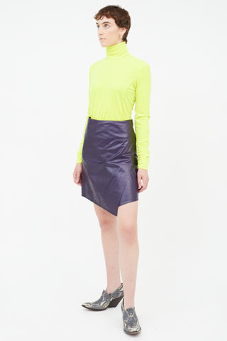 Ann Demeulemeester Purple Leather Wrap Skirt