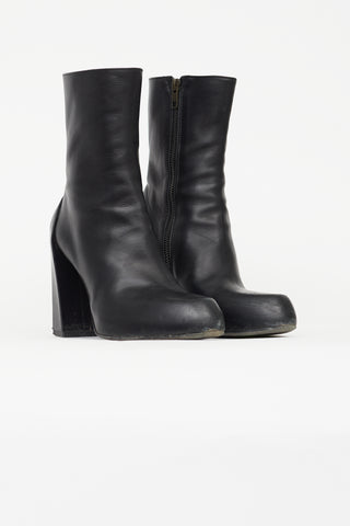 Ann Demeulemeester Black Leather Side Zip Boot