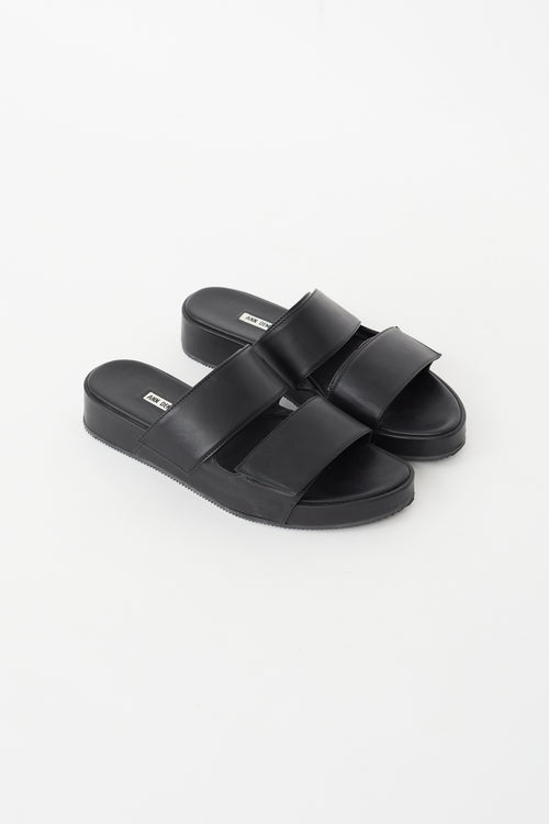 Ann Demeulemeester Black Leather Strappy Sandal