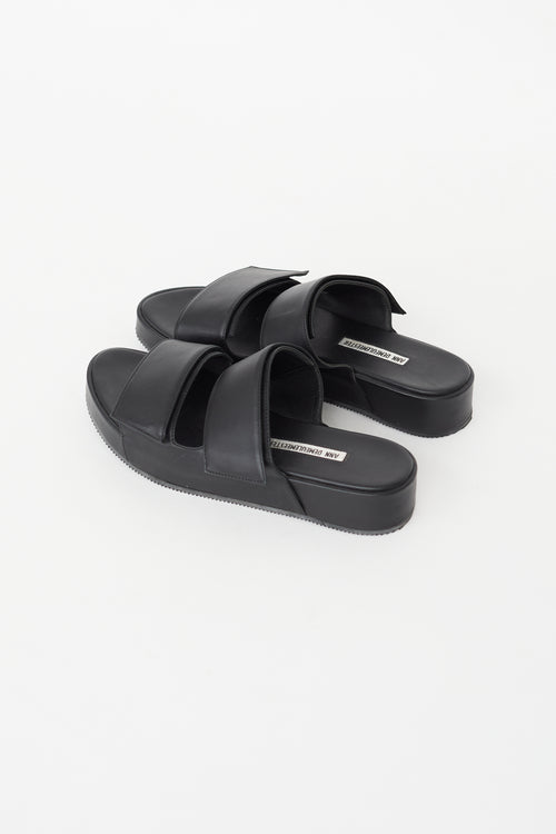 Ann Demeulemeester Black Leather Strappy Sandal