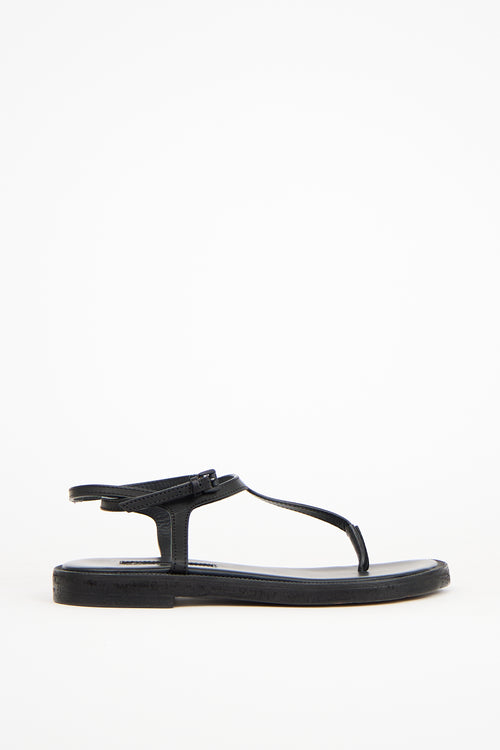 Ann Demeulemeester Black Leather Strappy Sandal