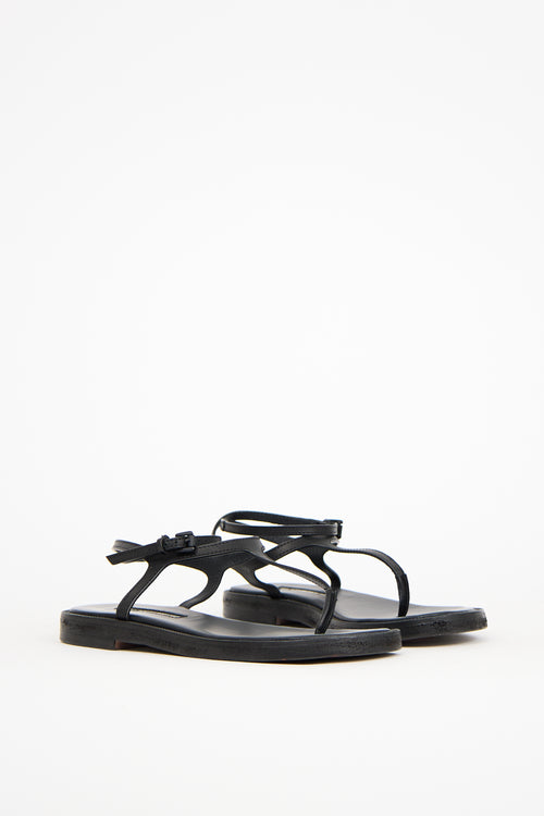 Ann Demeulemeester Black Leather Strappy Sandal