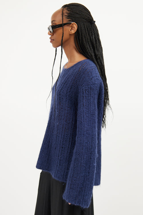 Ann Demeulemeester Navy Mohair Long Sleeve Sweater