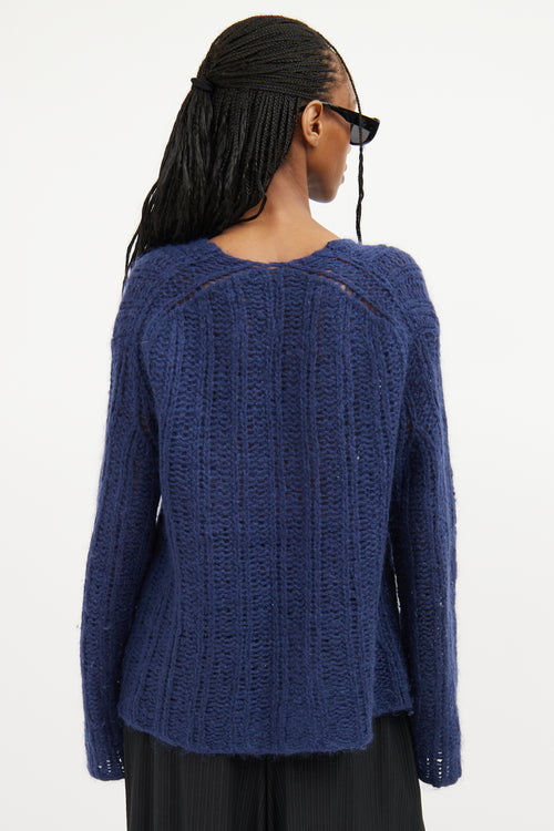 Ann Demeulemeester Navy Mohair Long Sleeve Sweater