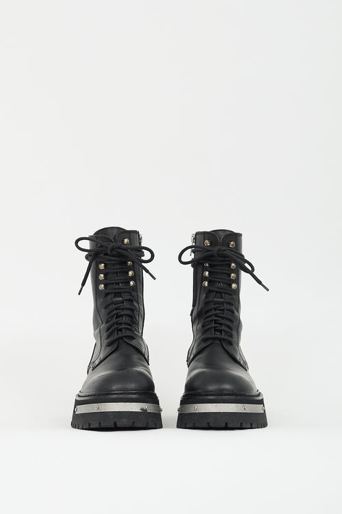 Ann Demeulemeester Black Leather Tucson Lace Up Boot