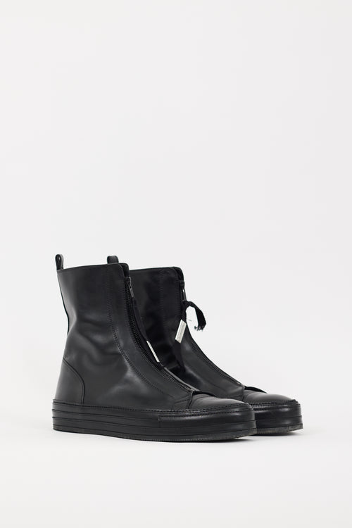 Ann Demeulemeester Black Leather Reyer Zipped Boot