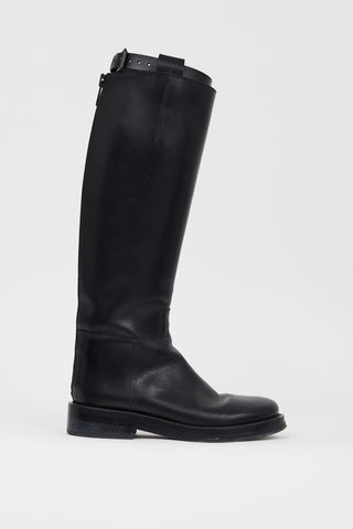 Ann Demeulemeester Black Leather Knee High Stan Boot