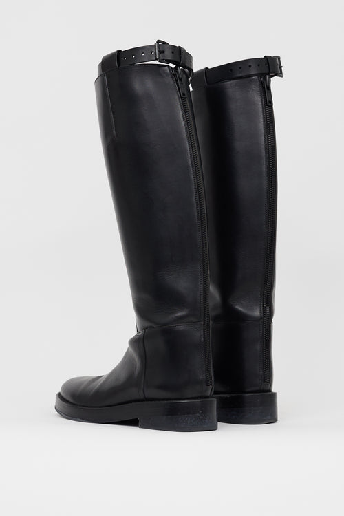 Ann Demeulemeester Black Leather Knee High Stan Boot