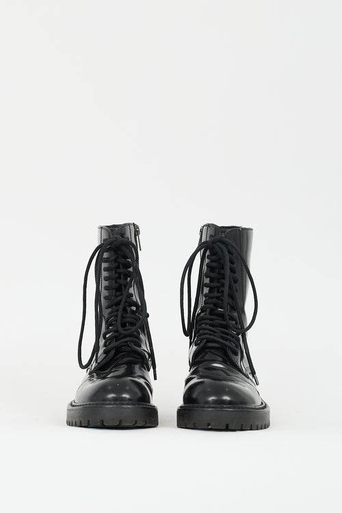 Ann Demeulemeester Black Leather Combat Boot