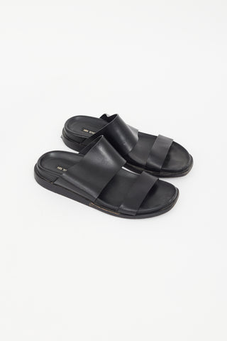 Ann Demeulemeester Black Leather Strap Slide