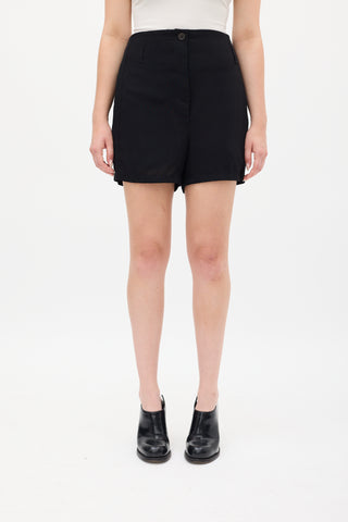 Ann Demeulemeester Black Wool High Waisted Mini Shorts