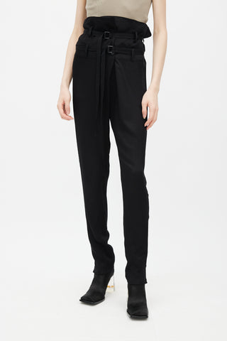 Ann Demeulemeester Black Belted Paperbag Trouser