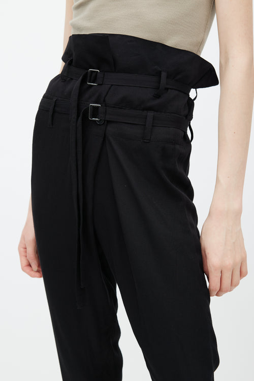 Ann Demeulemeester Black Belted Paperbag Trouser