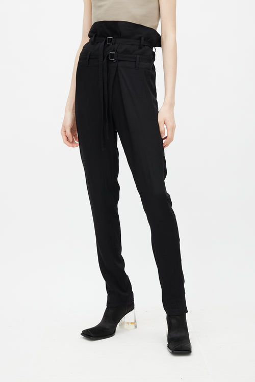 Ann Demeulemeester Black Belted Paperbag Trouser