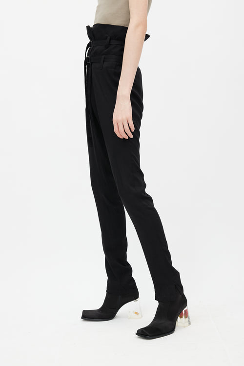 Ann Demeulemeester Black Belted Paperbag Trouser