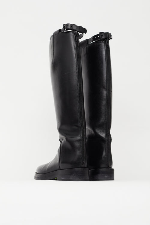 Ann Demeulemeester Black Leather Riding Boot