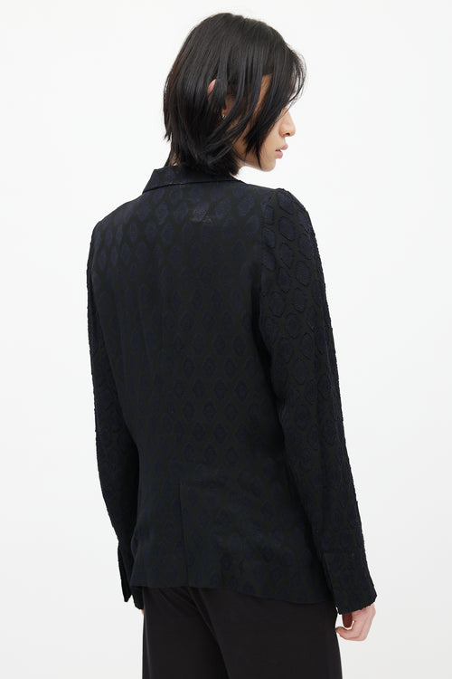 Ann Demeulemeester Black 
Navy Brocade Blazer