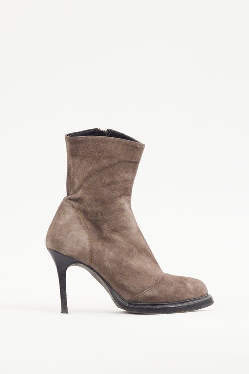 Ann Demeulemeester Brown Suede Zip Boot