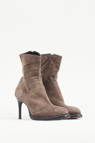 Ann Demeulemeester Brown Suede Zip Boot