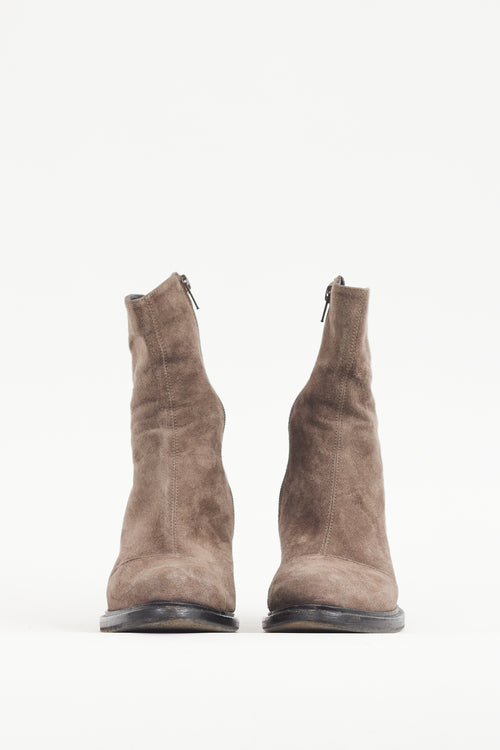 Ann Demeulemeester Brown Suede Zip Boot