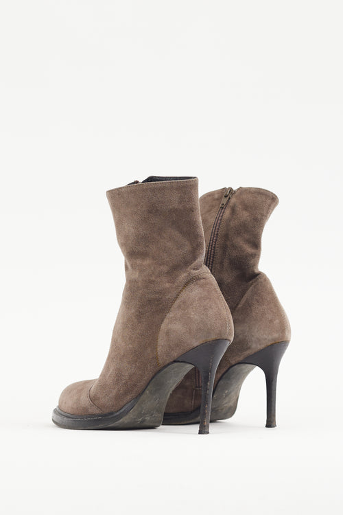 Ann Demeulemeester Brown Suede Zip Boot