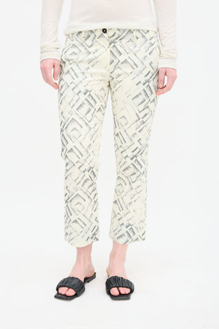 Ann Demeulemeester Cream 
Grey Geo Print Trouser