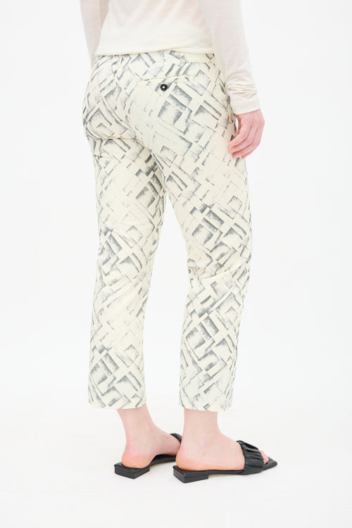 Ann Demeulemeester Cream 
Grey Geo Print Trouser