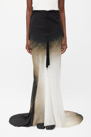 Ann Demeulemeester Spring 2012 Black 
White Silk Ombre Maxi Skirt