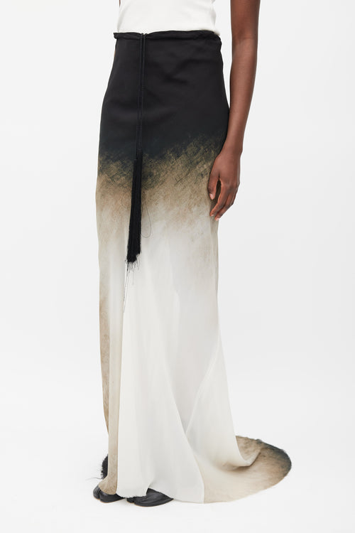 Ann Demeulemeester Spring 2012 Black 
White Silk Ombre Maxi Skirt