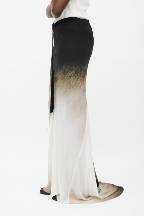 Ann Demeulemeester Spring 2012 Black 
White Silk Ombre Maxi Skirt