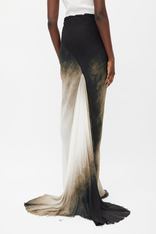 Ann Demeulemeester Spring 2012 Black 
White Silk Ombre Maxi Skirt