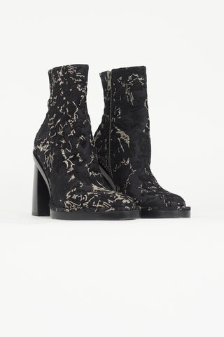 Ann Demeulemeester Spring 2015 Black 
Silver Brocade Lisa Boot