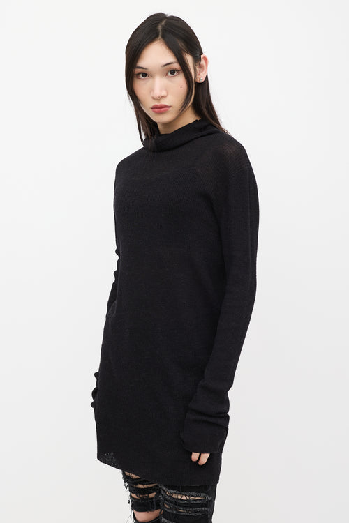 Ann Demeulemeester Black Wool Ribbed Turtleneck Sweater