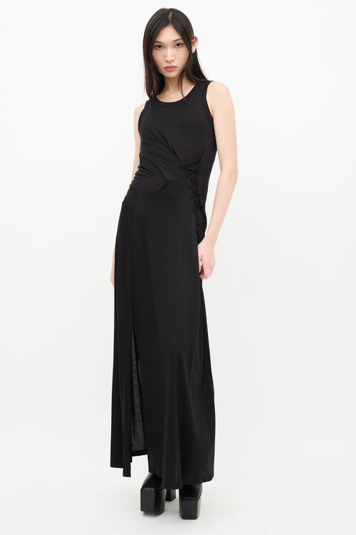 Ann Demeulemeester Black Lace Up Elmer Maxi Dress