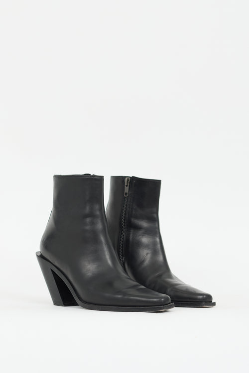 Ann Demeulemeester Black Leather Ankle Boot