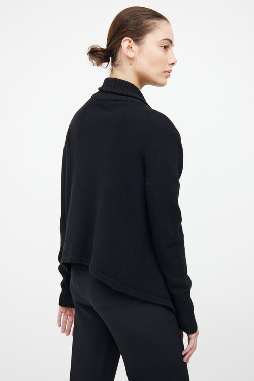 Black Wool Knit Cardigan