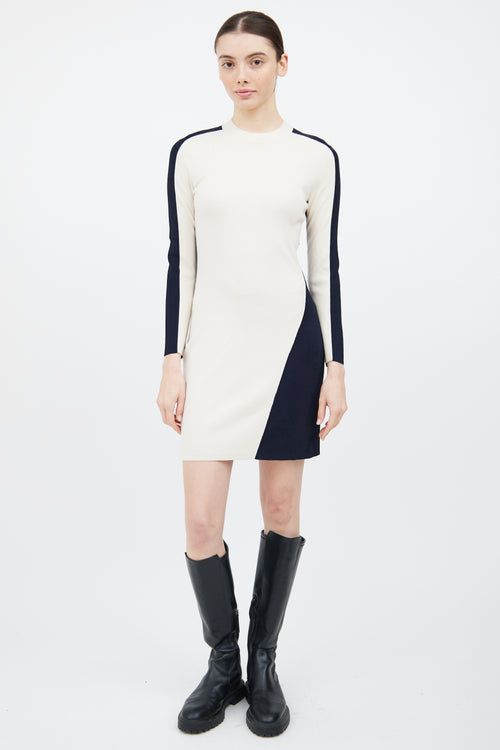 Rag 
Bone Cream 
Navy Wool Knit Sweater Dress