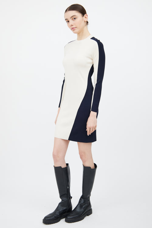 Rag 
Bone Cream 
Navy Wool Knit Sweater Dress