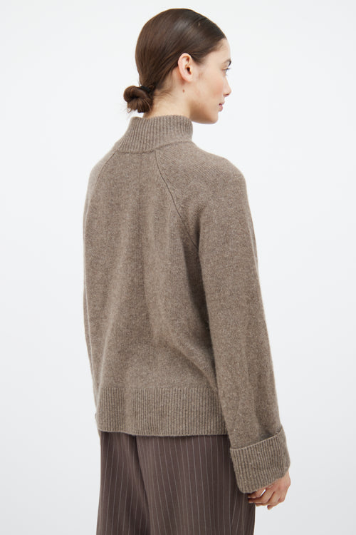 Reformation Brown Cashmere Knit Mock Neck Sweater