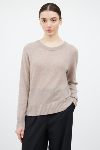 White + Warren Beige Cashmere Knit Crewneck Sweater