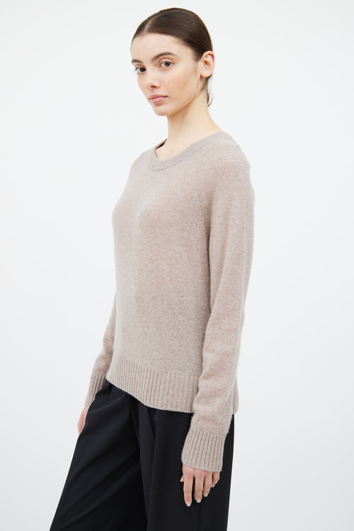 White + Warren Beige Cashmere Knit Crewneck Sweater