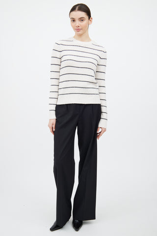 Vince White 
Black Cashmere Knit Striped Sweater